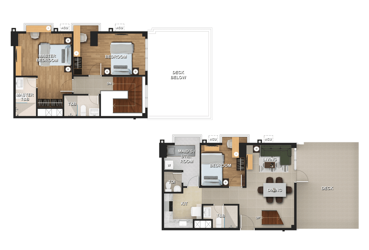 THREE BEDROOM + DECK Floor Plan