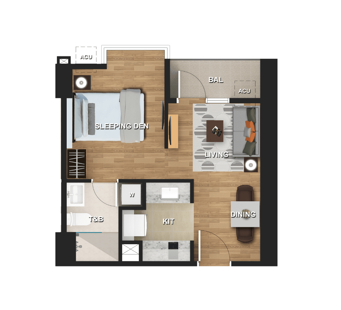STUDIO + BALCONY Floor Plan